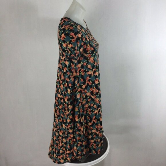Lularoe Carly Dress Floral Trellis Size XXS T-shirt dress Short Sleeve - Picture 3 of 8